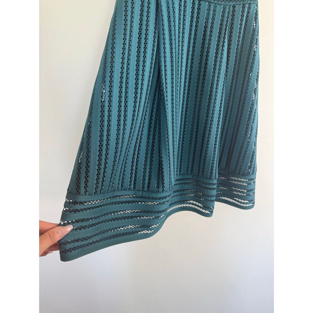 J CREW emerald green v neck crochet eyelet striped sleeveless summer dress - Picture 5 of 7